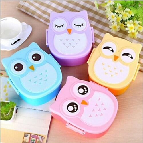 900ML Microwave Cartoon Owl Lunch Box Food Storage Container Children Kids School Office Portable Bento Box
