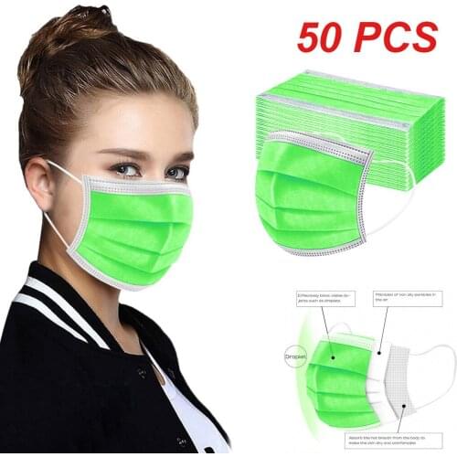 50PC Disposable Face Mask Industrial 3Ply Ear Loop Reusable Mouth Cover Adults Fabric Masks Face Cover mascarilla new