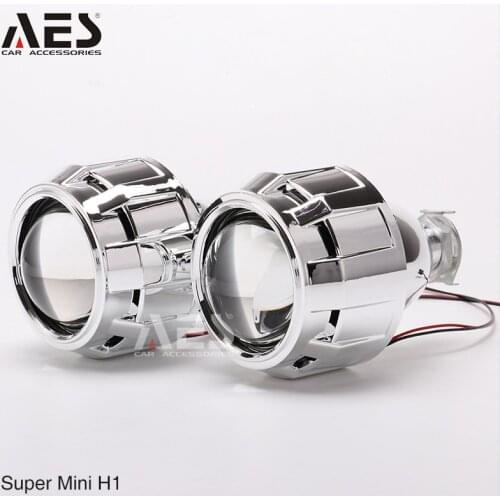 AES 2PCS 2.5inch Upgraded Super Mini H1 HID Bi-xenon Projector With Mini Gatling Gun Chrome ShroudsHigh Low Beam Top Clear lens