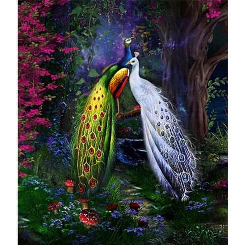 New mosaic full laid Diamond painting embroidery peacock picture of Rhinestone beads cross stitch wedding handwork kits A4999R