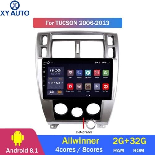 9 inch 2.5D IPS HD multi-touch screen Android8.1 2G RAM 32G ROM NAVI For Hyundai Tucson 2006-2013 with Bluetooth USB WIFI SWC