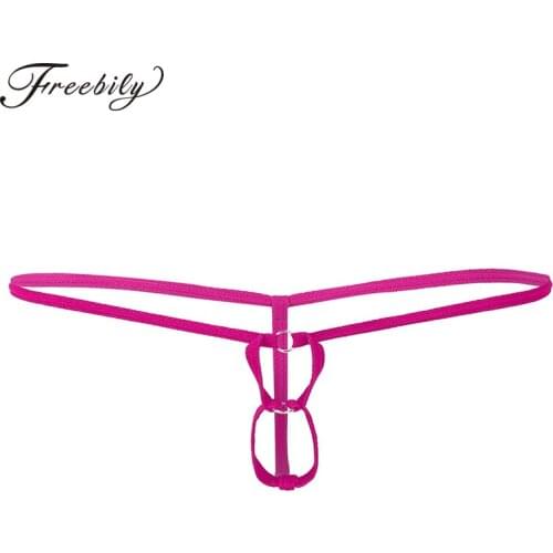 Mens Crotchless Panties Erotic Lingerie Low Rise with Front Two O-ring Holes Jockstraps T-back Thong G-String Briefs Underwear