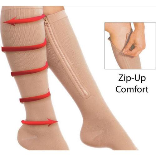 Comfort Sock Man Unisex Zipper Sox Compression Socks Leg Support Knee Stockings Copper Open Toe Stretch Breathable Sock