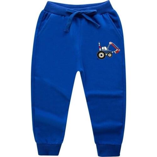 Autumn and winter new baby pants 100% cotton childrens trousers cartoon excavator pattern elastic band boys sweatpants