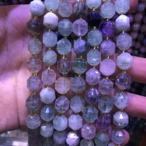 Wholesale 1string of 15.5" A Quality Faceted Rainbow Fluorite Beads, 10mm12mm Faceted Round Gem Stone Loose Beads for jewelry