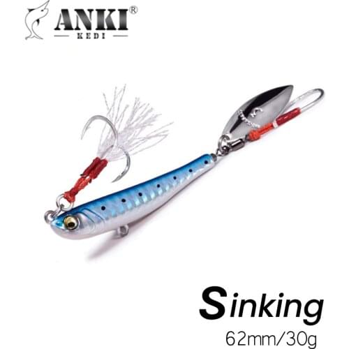 Jigging Bait With Spinner Spoon Fishing Lures 62mm 30g Jigs Trout Winter Fishing Hard Baits Tackle Pesca Makippa 30G
