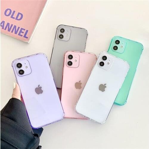 Candy Colour Shockproof Phone Case For iPhone 12 Pro 11 Pro Max XR X XS Max 7 8 Plus 12 Mini Case Soft TPU Clear Phone Cover