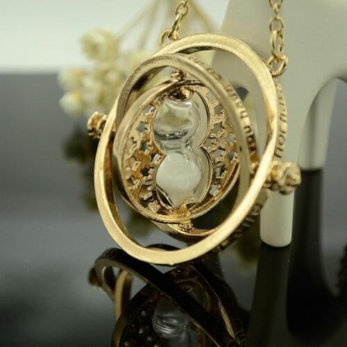 Drop Shipping With Box Time Turner Necklace Fashion Movie Anime Necklaces for Kids Children Rotate Pendant Statement Jewelry