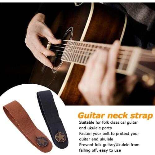 Guitar Neck Strap Guitar Strap Leather Head Belt Holder Button Safe Lock Ukulele Bass Folk Acoustic Electric Guitar Accessories