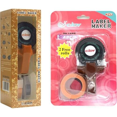 Brown Cidy C101 Manual Label Makers for 9mm 3D Embossing Plastic Label Tapes Mini Handhold Typewriter Replacement of Motex E101