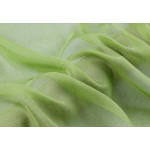 Howmay 100% pure silk fabric chiffon 5.5m/m 140cm 55" grass green 5# color for scarf dress scarf decoration