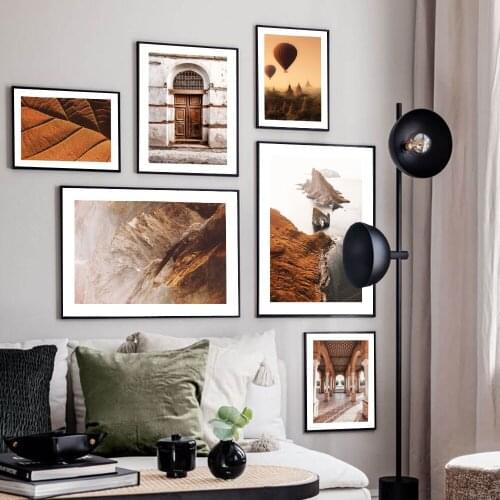 Modern Landscape Posters And Prints Faroe Islands Rocks Hot Air Balloons Leaf Canvas Painting Wall Art Pictures Interior Decor