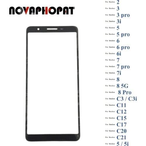 Black Digitizer LCD Sensor Glass For Realme 2 3 3i 5 6 6i 7 7i 8 Pro C3 C11 C12 C15 Touch Screen Glass lens 10pcs/lot