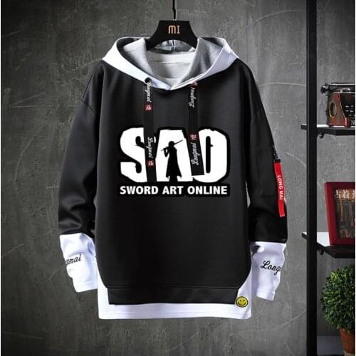Anime Sword Art Online Hooded Unisex Casual Fake Two-Piece Sweatshirt jacket Teenagers cute Cartoon Costume Hoodies coat