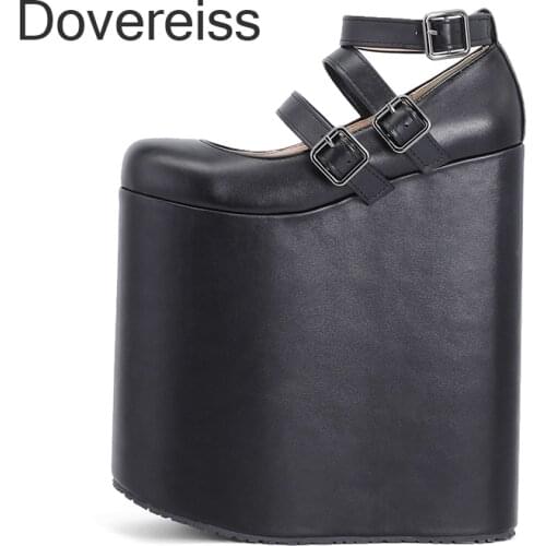 Fashion Womens Shoes Mary Jane Shoes Elegant Pure Color New Goth Punk consice Buckle Pumps Sexy Round toe Office lady 44 45 46