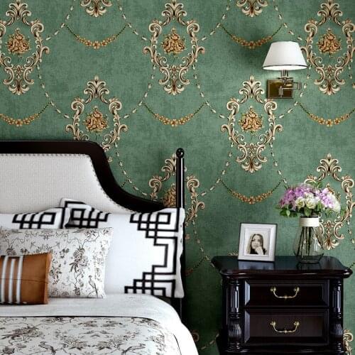 Green Teal Floral Embossed Wallpaper For Bedroom Living Room Walls Romatic Flower Wall Paper Home Decor Beige