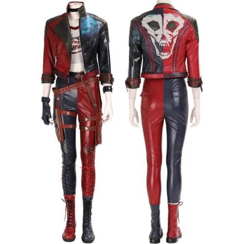 Adult Women Quinzel Cosplay Suicide Joker Girl Costume Outfit Fancy Halloween Party Full Props Suit with Boots