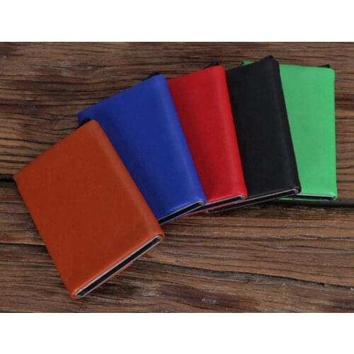 1 Piece Pu Leather Women Men Antitheft Metal Card Holder RFID Aluminium Credit Card Fashion PU Leather Travel Card Wallet