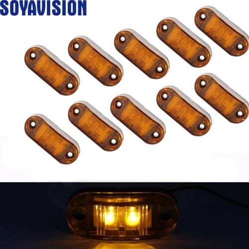 10pcs/set 12v LED Car Side Marker Tail Light Amber Trailer Truck Lamp Car Bus Truck External Lights Waterproof