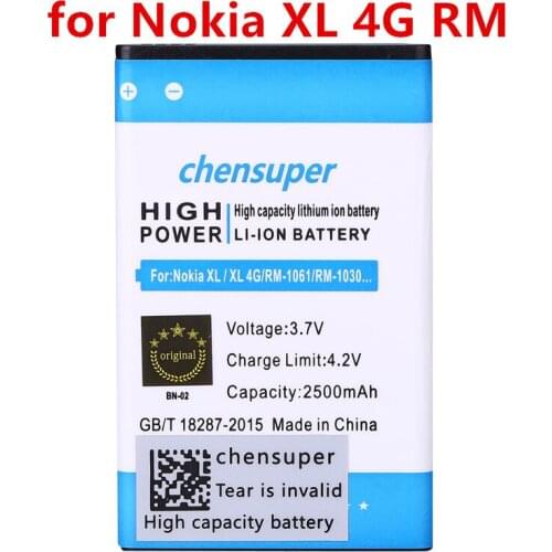 2pcs NEW 2500mAh For Nokia XL XL 4G RM-1061 RM-1030 RM-1042 Phone BN-02 BN 02 BN02 Battery 1PCS 2017 New High Quality
