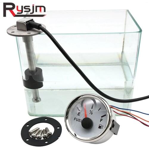 240~33 ohm 2" 52mm Fuel Level Gauge + Water Level Indicator Tank Sensor Car Meter Red LED Light Automotive Gauges 12V 24V Racing