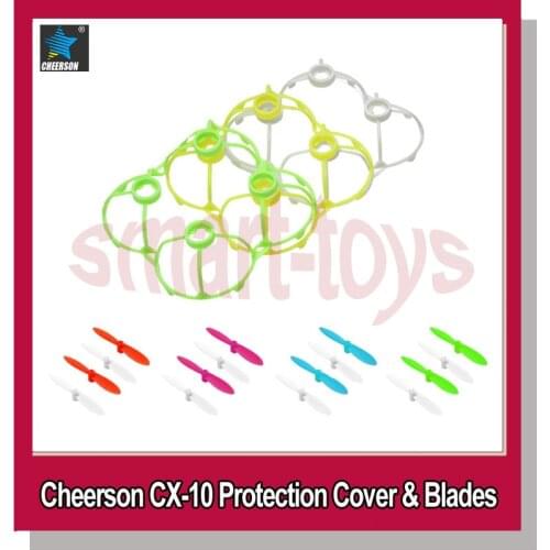 3Pcs Cheerson CX-10 CX-10A helicopter Protection Cover and 4 Set blades Propeller for CX 10 Mini Quadcopter Parts