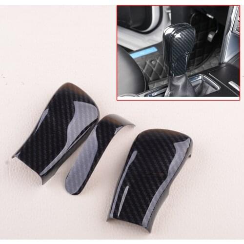 3pcs/SET Carbon Fiber Texture ABS Car Gear Lever Shift Handle Knob Cover Trim fit for Ford Explorer 2016 2017 2018 2019 2020