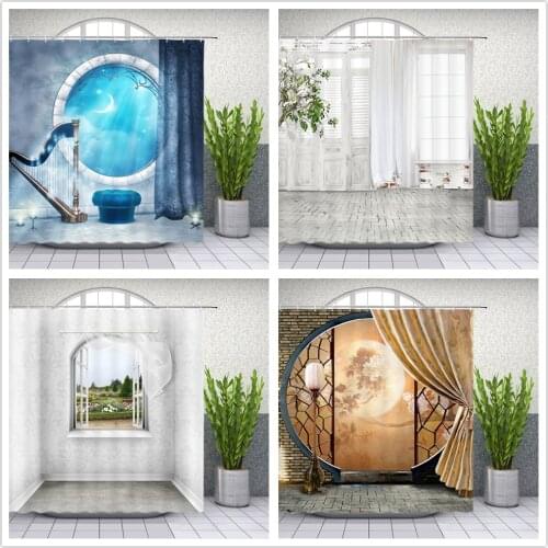 3D Printed Garden Flowers Scenery Shower Curtains Bath Curtain Waterproof Bathroom Home Decor Washable Fabric Bathroom Screens