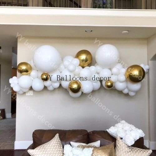 80pcs/set Balloon Garland Kit White Gold Balloon Arch Blush Wedding 5/10/18inch Macaron White Gold Bridal Shower Balloon Decor
