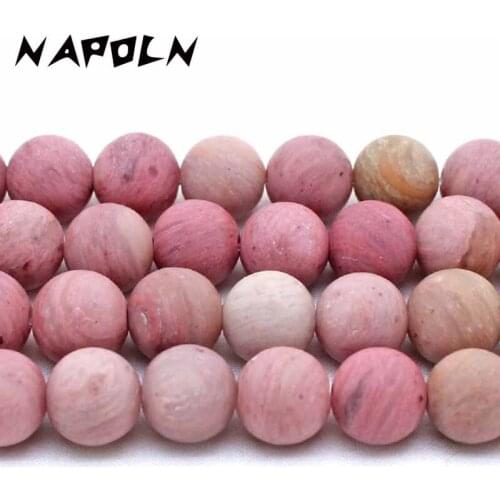 NAPOLN Natural Stone Beads Matte Red pattern Rosestone Beads 4/6/8/10/12mm For Jewelry Making DIY Bracelet Earrings 15