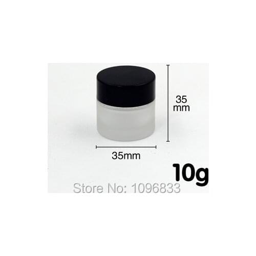10G Frost Glass Jar Black Lid, 10g Glass Cream Jar, 10ml Empty Glass Jar, Cosmetic Packing Container, Cream Sample Jar, 40pc/lot