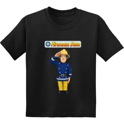 Cartoon Fireman Sam Firefighter Print Funny Kids T shirt Children Clothes Cotton Baby Boys Girls Summer Short Sleeve T-Shirt