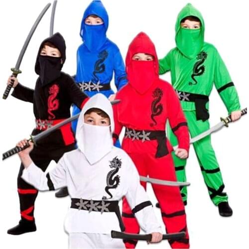 Kids Ninjago Cosplay Costume Superhero Jumpsuits Sets Ninja Cosplay Boys Clothes Children Halloween Party Dress Up Costume