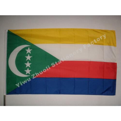 Comoros Flag 150X90cm (3x5FT) 115g 100D Polyester Double Stitched High Quality Free Shipping