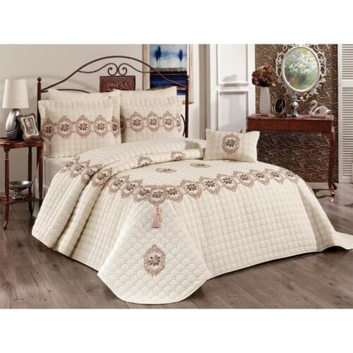 Angel Double Bed Cover - Bedspread-Coverlet Set - Pillowcases - 4Pieces -Powder/Cream Colour Options-Good Quality Bed Lining