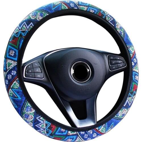 Four Seasons Universal Linen Car Steering Wheel Cover Without Inner Ring For 37-38 CM 14.5 "-15" Braid on Hand Bar Protector