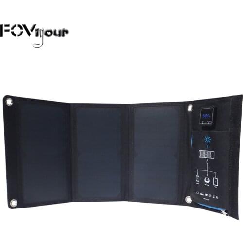 Xionel 21W Foldable Solar Cells Charger Backpack Sunpower Solar Panel Charger with Dual USB Port for Mobile Phone Solar Battery