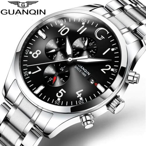 Guanqin Men Automatic watch Waterproof Business Mechanical Wristwatch Fashion Male Clock Watches Week Date reloj hombre