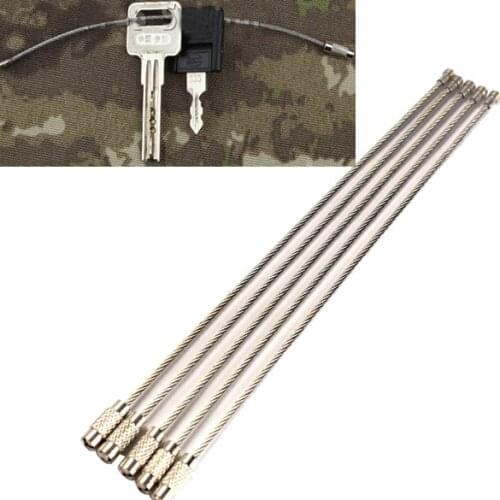 Wire keychain ring EDC Stainless steel screw keyring circle camp luggage tag key loop outdoor rope cable lock gadget travel