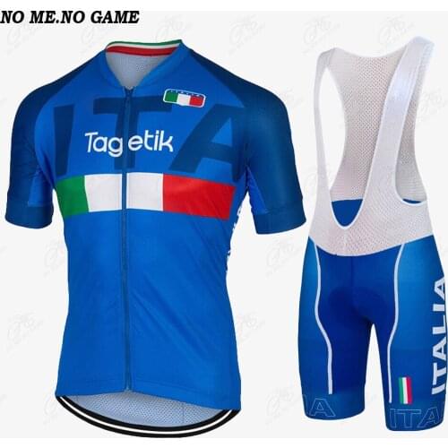 ITALIA national pro team men blue cycling jersey bib shorts set road bike clothes racing cycling clothing mountain bike jersey