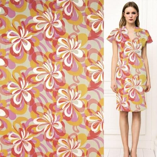 Red orange floral design silk burnt-out silk fabric silk blended fabric,SBO073