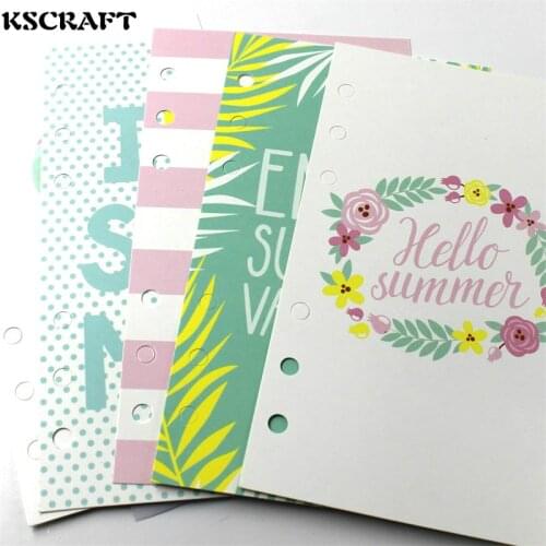KSCRAFT 6 Holes A6 I Love Summer Planner Divider Loose Leaf Notebook Spiral Planner Refill Inner Paper Pages