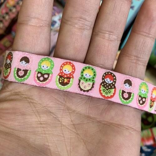 ZERZEEMOOY 5/8" 16 mm 5yards/lot Cartoon Polyester Woven Jacquard Ribbon Pink Russian Nesting Doll KTZD19112221