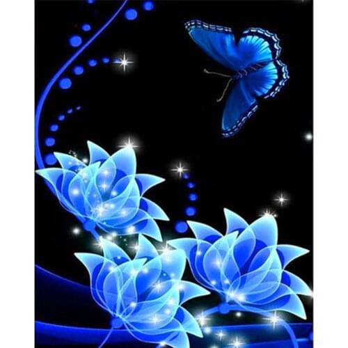 Flower Butterfly DIY Embroidery Cross Stitch 11CT Kits Craft Needlework Set Cotton Thread Printed Canvas Home Decoration