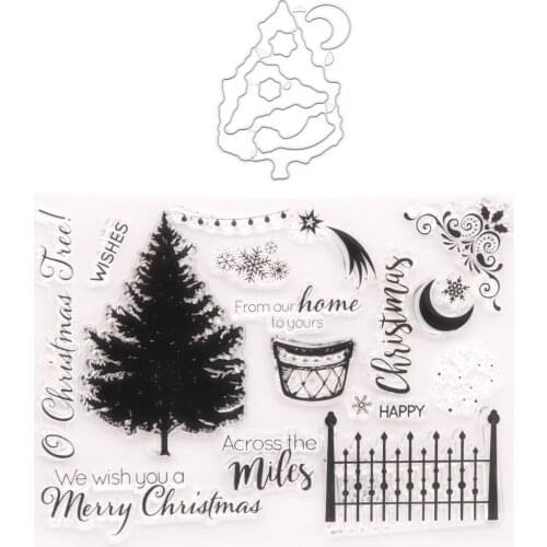 KLJUYP Christmas Trees Transparent Clear Silicone Stamp Cutting Dies Set for DIY scrapbooking/photo album Decorative