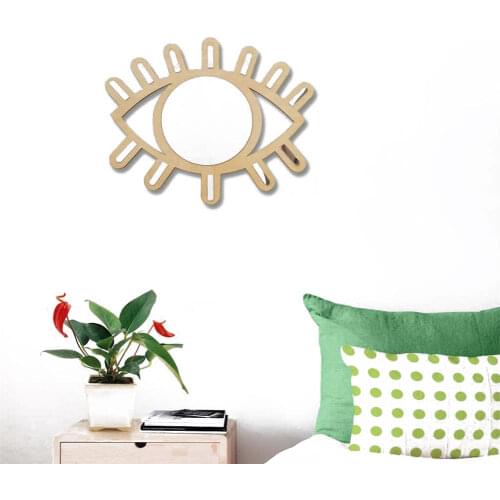 2020 New Hot Fashion Nordic Wooden Acrylic Mirror Eyes Shaped Decorative Wall Mirror Creative Photography Props