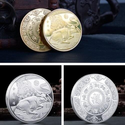 2021 Year Of The Ox Commemorative Coin, Color Good Luck Gold Coin, Lucky Chinese Souvenir, Collectible Coin, Gift
