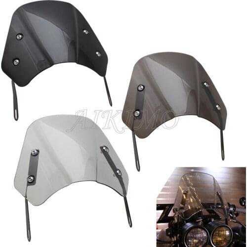 1set Cafe Racer ABS Motorcycle Headlight Windshield Wind Deflector Windscreen Universal 5-7inch for Harley Honda Yamaha Suzuki