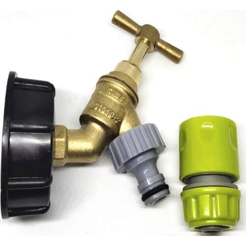 S60x6 IBC Faucet Tank Drain Coarse Thread Adapter to Brass Garden Tap 1/2'' Nozzle Replacement Hose Tap Connector Valve Fitting