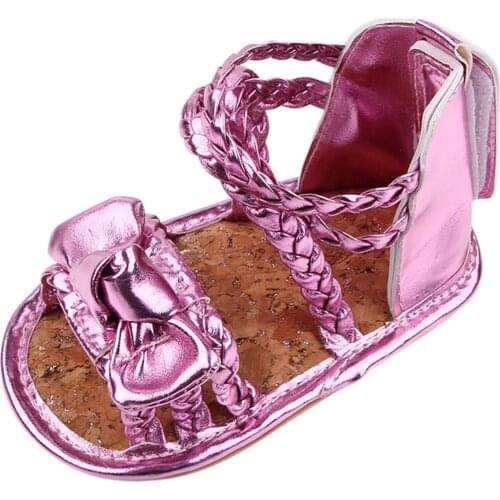 Kids Roman Sandals Baby Boys Girls Bow Bandage Gladiator Sandals Soft Non-slip Rubber Sole Summer Zipper Flat Walking Shoes